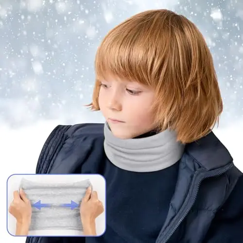 Kiiwah 2 Pezzi Scaldacollo Bambino, Cotone Sciarpe Bambini Scalda Collo Bambini Primavera Autunno Inverno Multifunzione miniatura 3