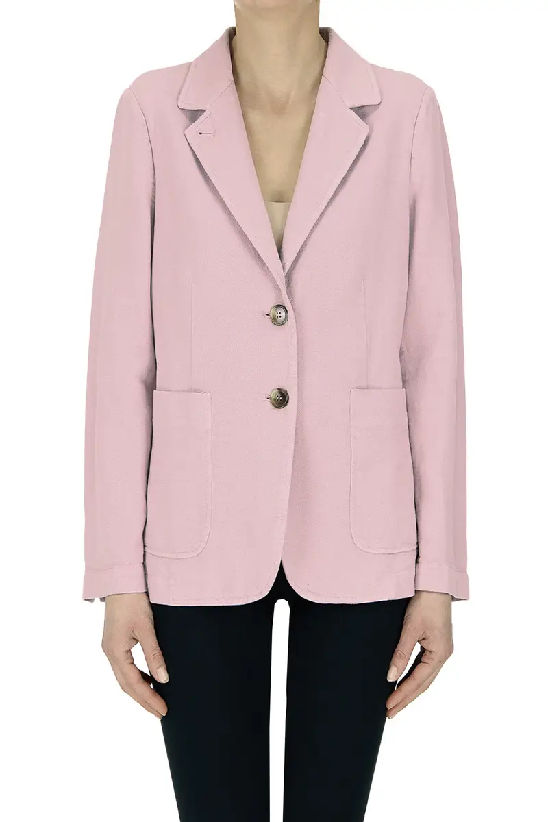 Blazer in cotone e lino Cipria