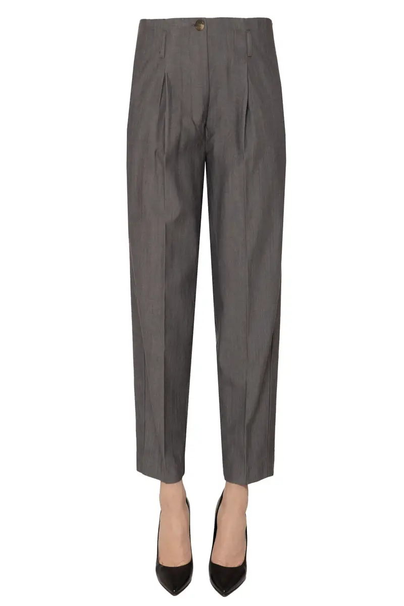 Pantaloni in lana e cotone Grigio