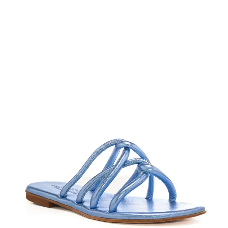 sandali da donna laminati con fascette tubolari a incrocio denim miniatura 2