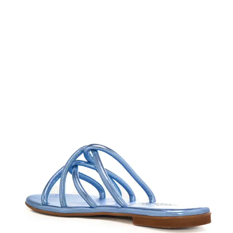 sandali da donna laminati con fascette tubolari a incrocio denim miniatura 3