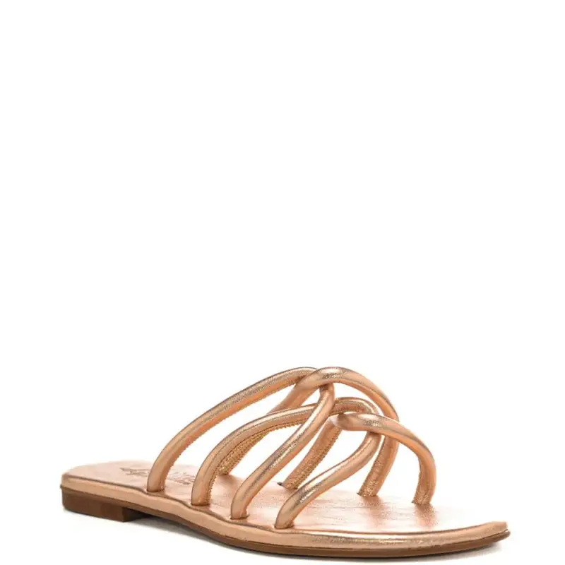 sandali da donna laminati con fascette tubolari a incrocio rosa gold miniatura 2