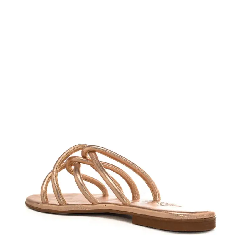 sandali da donna laminati con fascette tubolari a incrocio rosa gold miniatura 3