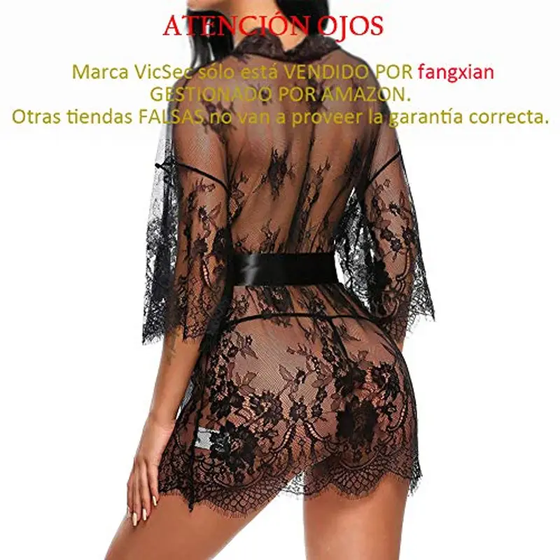 Kimono in pizzo trasparente con cintura in raso, sexy completo di lingerie a maniche lunghe, biancheria intima da miniatura 2