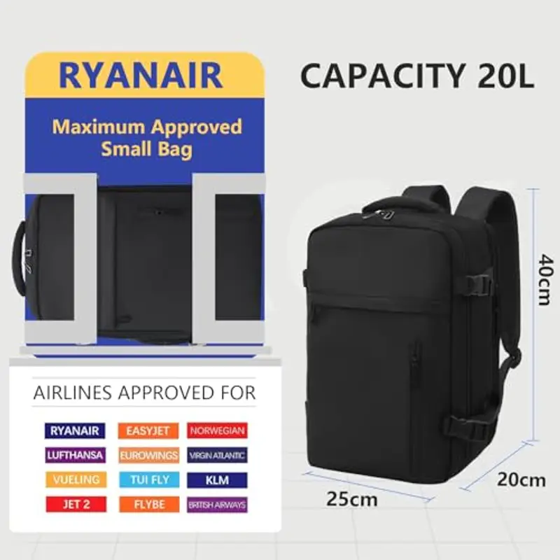 KIRFEIHT Zaino da viaggio Uomo Nero 786395 miniatura 2