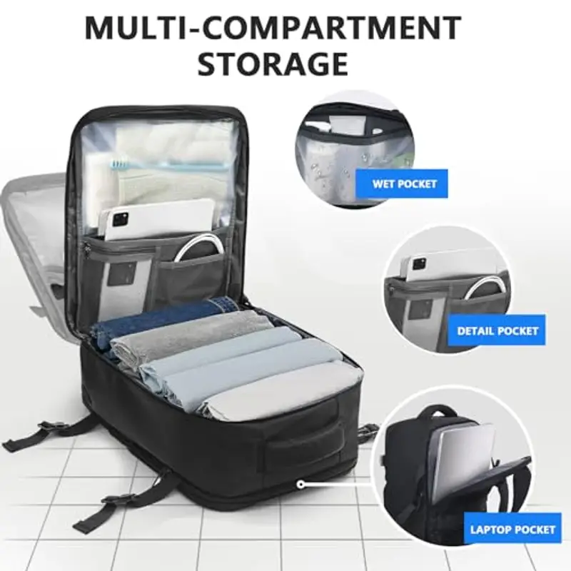 KIRFEIHT Zaino da viaggio Uomo Nero 786395 miniatura 3