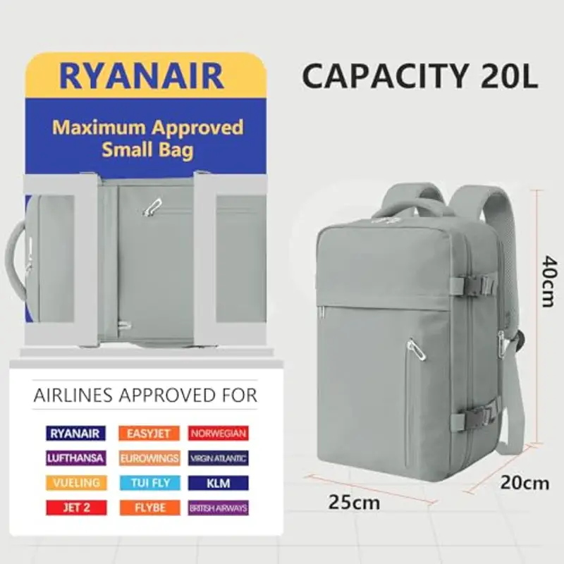 KIRFEIHT Zaino da viaggio Uomo Grigio 1918040 miniatura 3