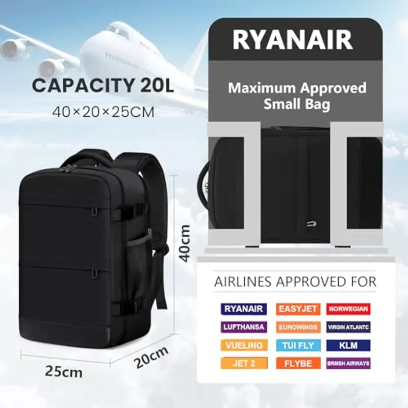 KIRFEIHT Zaino da viaggio Nero 1281931 miniatura 2