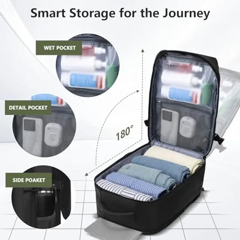 KIRFEIHT Zaino da viaggio Uomo Nero 1572284 miniatura 3