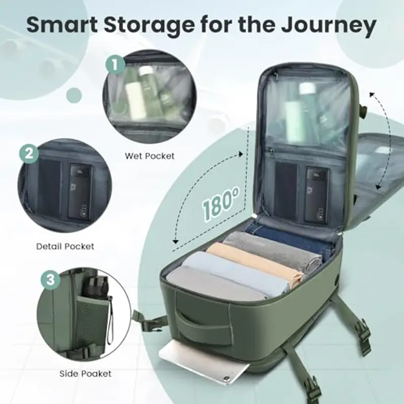 KIRFEIHT Zaino da viaggio Verde 1301885 miniatura 3