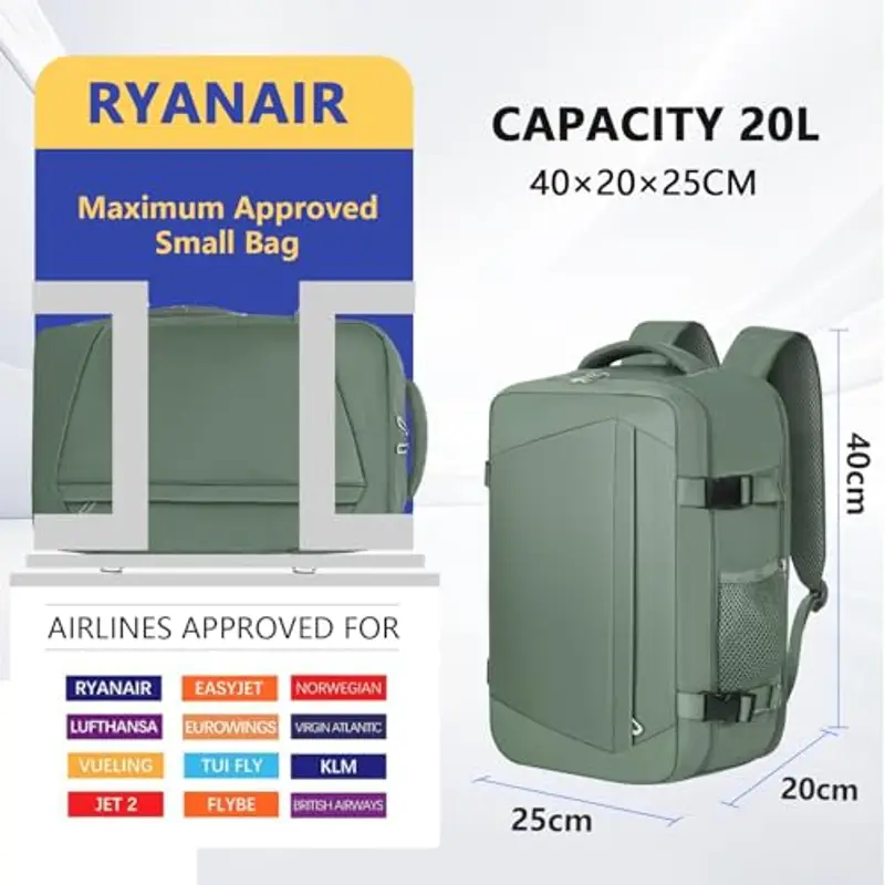 KIRFEIHT Zaino da viaggio Uomo Verde 1215338 miniatura 2