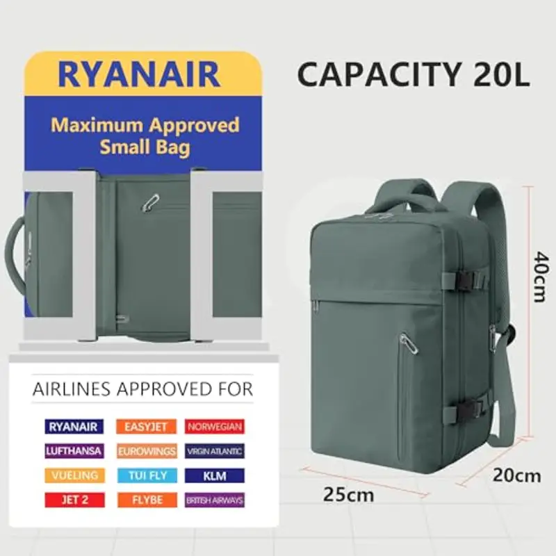 KIRFEIHT Zaino da viaggio Verde 1215227 miniatura 2