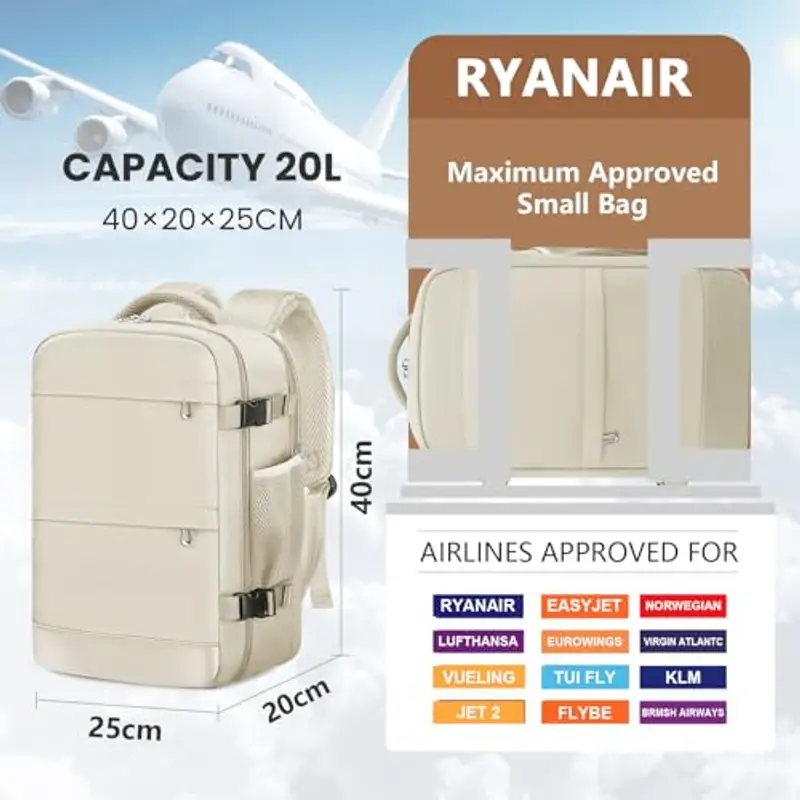 KIRFEIHT Zaino da viaggio Beige 1919144 miniatura 2