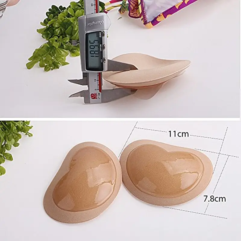 (Kit da 2 Paia) Imbottitura Spugna Rilievo Inserti Reggiseno Push Up per Costume da Bagno Bikini Donna (Taglia Unica, Nudo + Nero) miniatura 2
