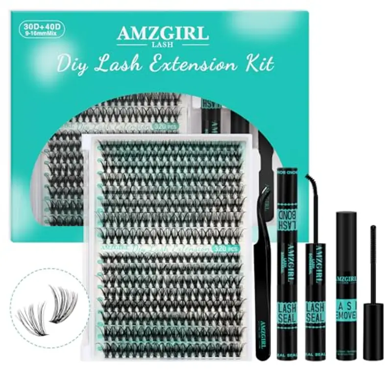Kit di extension per ciglia, 320 pezzi, kit fai da te per singoli gruppi di ciglia, legatura e sigillatura delle ciglia, rimozione delle ciglia per le estensioni delle ciglia(3040D, kit 9-16 mm)