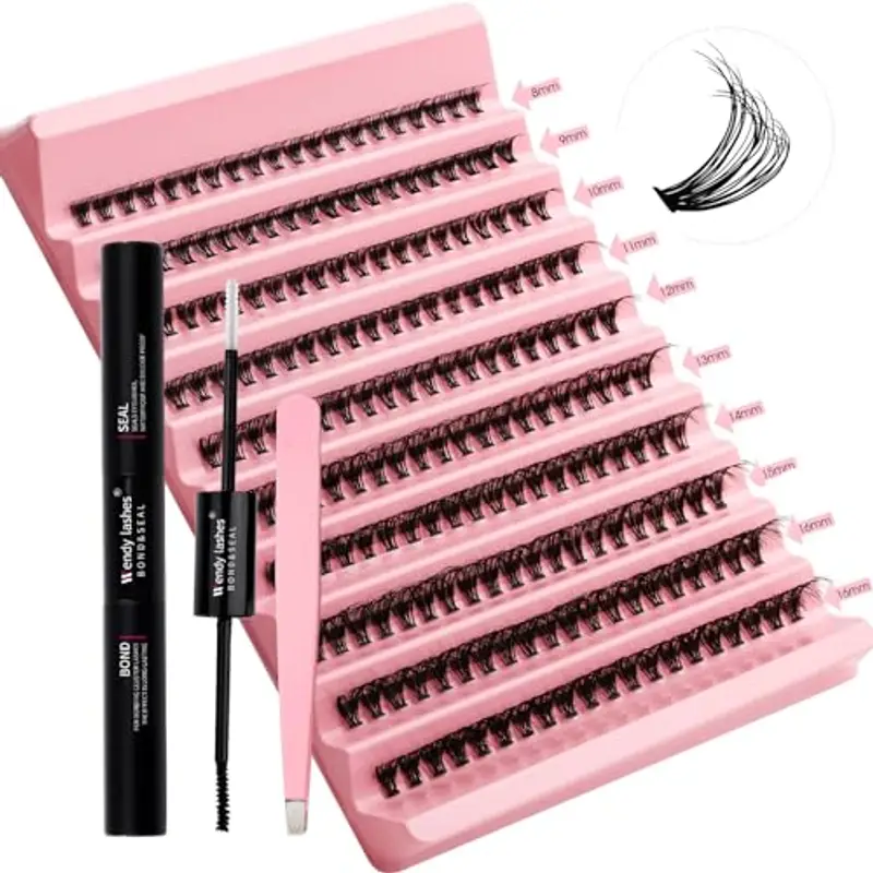 Kit Extension Ciglia 200PCS Clusters Lashes Kit D Curl 0,07 30D 8-16mm Ciglia Finte Individuali Fluffy Cluster Eyelash