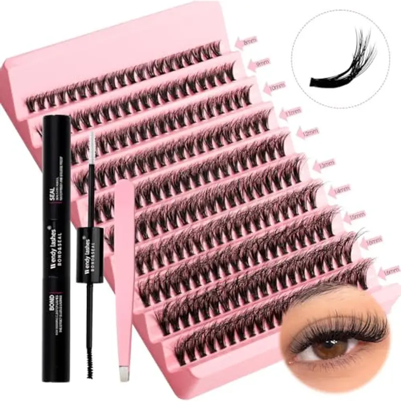 Kit Extension Ciglia 200PCS Clusters Lashes Kit D Curl 0,07 40D 8-16mm Ciglia Finte Individuali Fluffy Effetto 3D Cluster Eyelash con Lash Bond e Seal for DIY Lashes(Effetto 3D-40D)