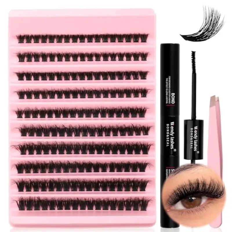 Kit Extension Ciglia 200PCS Clusters Lashes Kit D Curl 0,07 80D 8-16mm Ciglia Finte Individuali Fluffy Effetto 3D