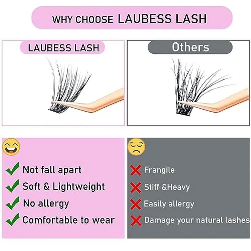 Kit Extension Ciglia Finte Ciuffetti Kit Extension Ciglia Fai Da Te With Bond And Seal Lashes Glue, Remover Extension Ciglia, Pinzette, Scovolino Ciglia Make Up Kit (Set 20D/40D/50D-0.07D-8-16Mix) miniatura 2