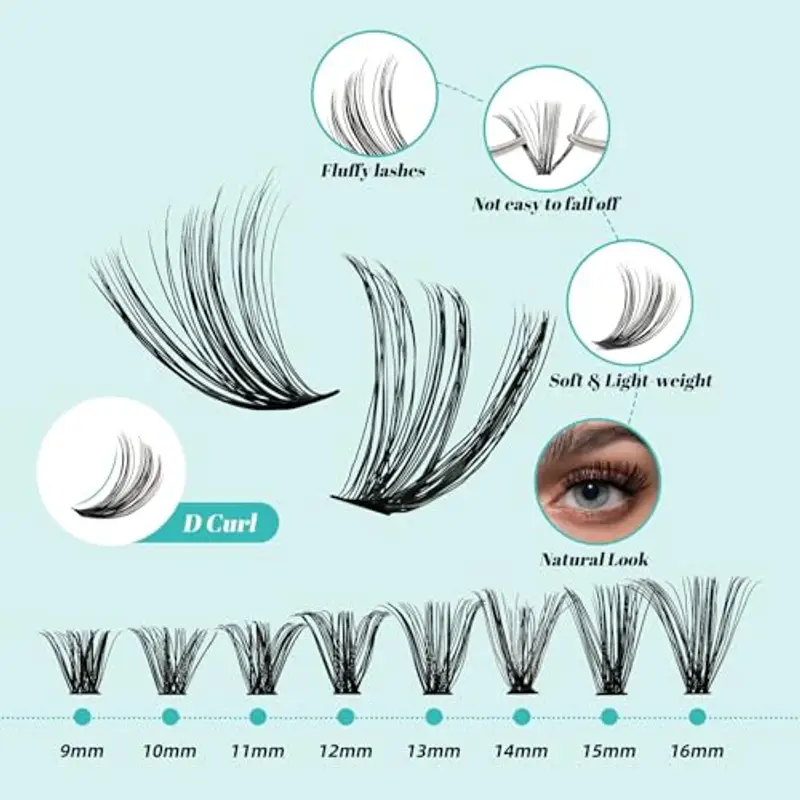 Kit per l'estensione delle ciglia, 320pezzi, kit fai da te per i singoli gruppi di ciglia, legatura e sigillatura delle miniatura 3