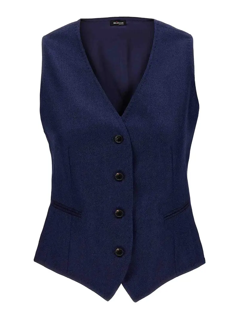 Gilet in cashmere di seta Blu
