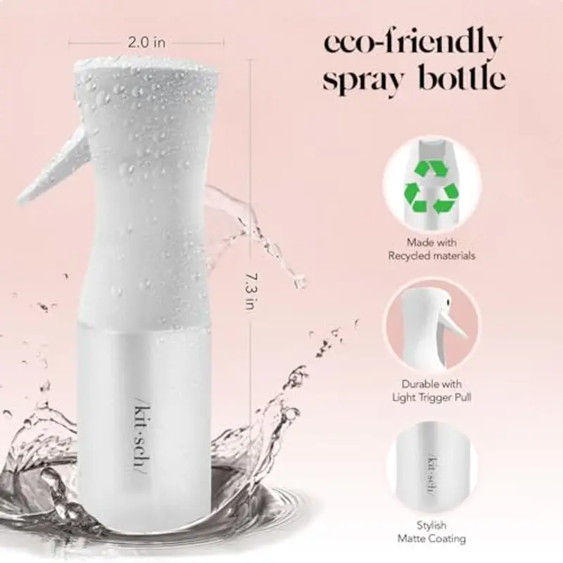 Kitsch Flacone Spray Continuo Per Capelli, Flacone Spray Con Nebulizzatore Ultra Fine Per Piante Essenziali E Pulizia, Piccole Bottiglie Spray Da Barbiere, In Plastica Riciclata (Bianco) miniatura 2