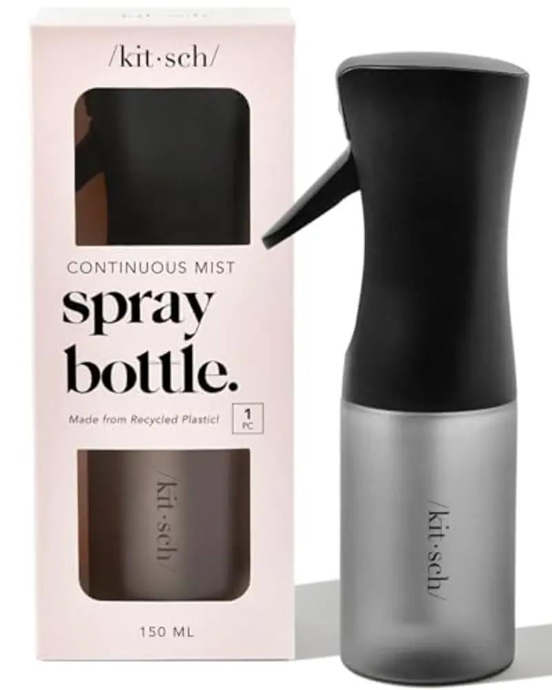 Kitsch Spray Bottle per capelli - Nebulizzatore continuo con spruzzo ultra fine per acconciature, barbieri, saloni, pulizie, piante. Bottiglia versatile in plastica riciclata. Colore nero, 5 oz.