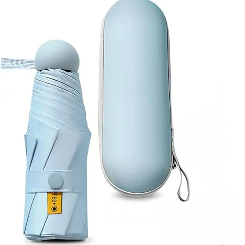 Kiuiom Pieghevole Ombrello da Viaggio,Portatile Compatto Ombrello,Umbrella Pioggia Antivento Anti UV,Mini Ombrello da Tasca 6 Costole Mini Ombrello Ultraleggero per Donne E Uomini