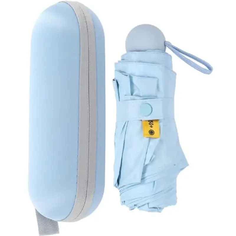 Kiuiom Pieghevole Ombrello da Viaggio, Portatile Compatto Ombrello, Umbrella Pioggia Antivento Anti UV, Mini Ombrello da Tasca 6 Costole Mini Ombrello Ultraleggero per Donne E Uomini miniatura 2