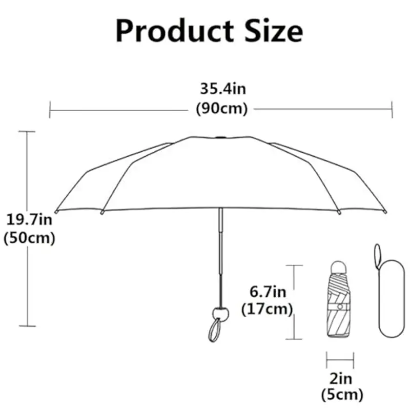 Kiuiom Pieghevole Ombrello da Viaggio, Portatile Compatto Ombrello, Umbrella Pioggia Antivento Anti UV, Mini Ombrello da Tasca 6 Costole Mini Ombrello Ultraleggero per Donne Uomini(Giallo) miniatura 3