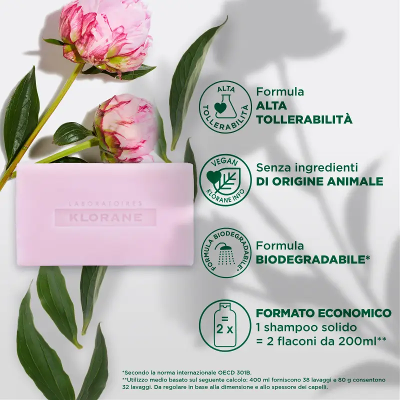 Peonia Shampoo solido lenitivo - Shampoo delicato, Capelli normali miniatura 3