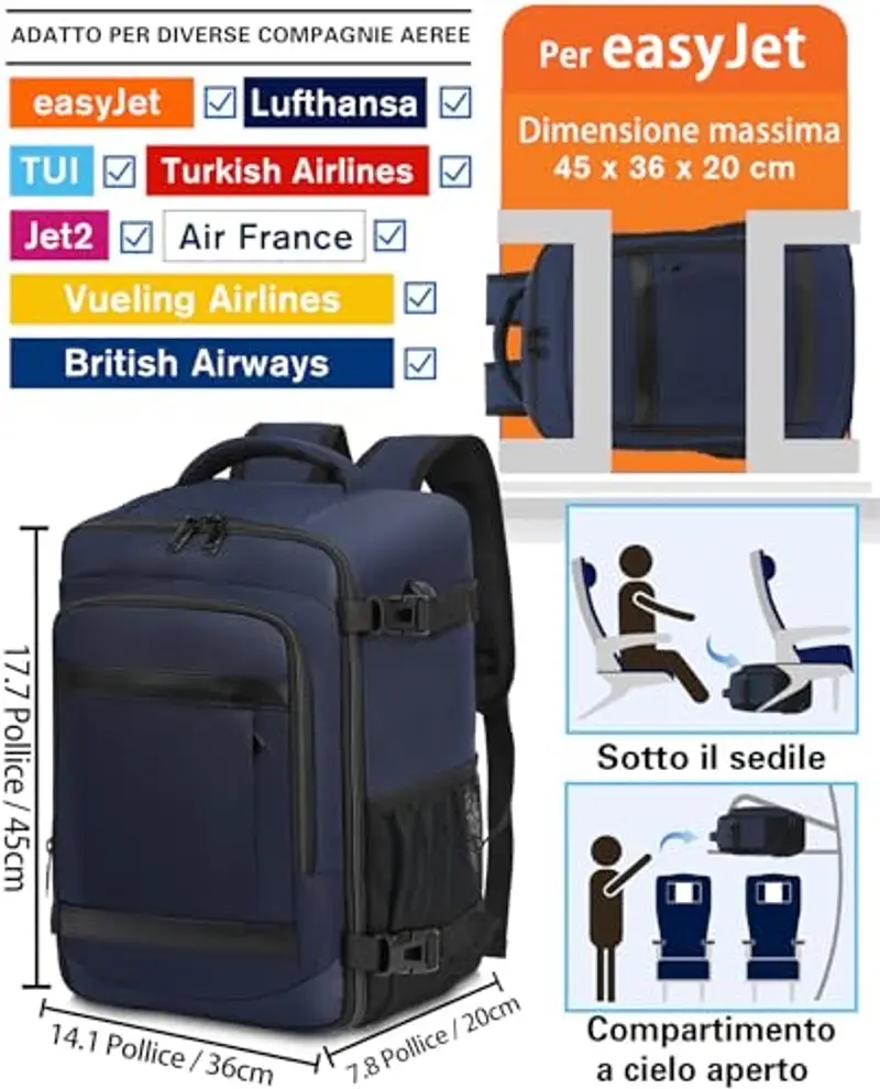 KLOSTAIN Zaino da viaggio Uomo Blu 1919640 miniatura 2