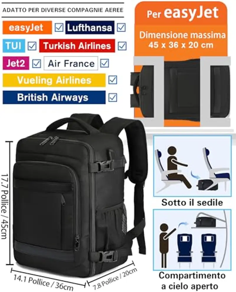 KLOSTAIN Zaino da viaggio Uomo Nero 1919638 miniatura 2