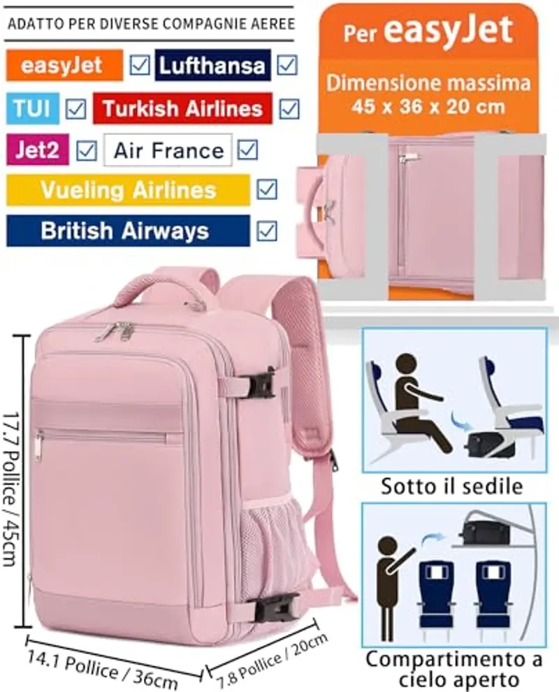 KLOSTAIN Zaino da viaggio Uomo Rosa 1600260 miniatura 2