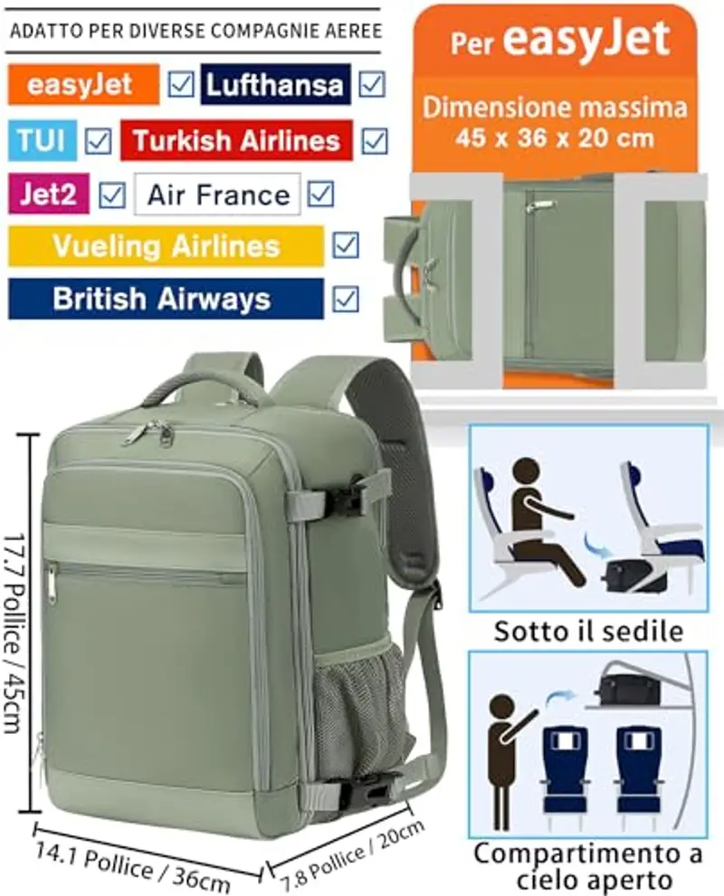 KLOSTAIN Zaino da viaggio Uomo Verde 1249340 miniatura 2