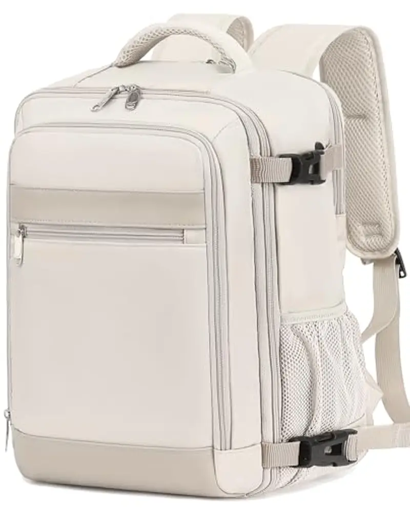 KLOSTAIN Zaino Ryanair 40x20x25 da Viaggio Aereo Bagaglio a Mano 20L Borsa da Cabina per Uomo e Donna, Lavoro, Trekking, Scuola, 14 Pollici Porta PC Dayback Beige