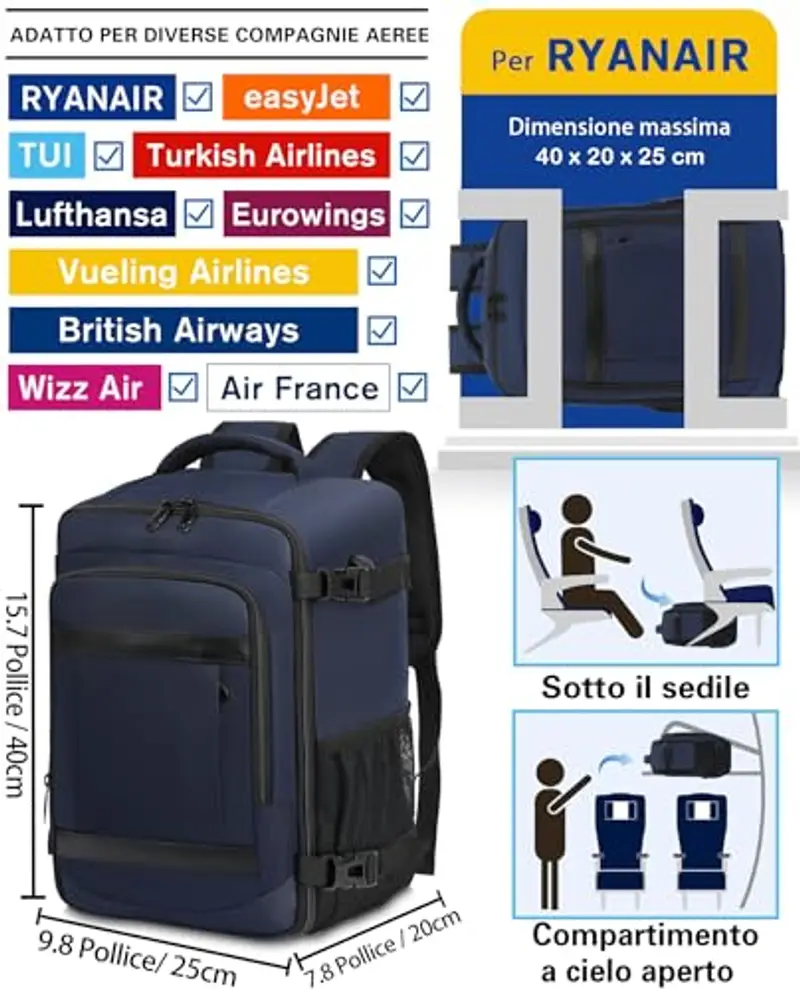 KLOSTAIN Zaino da viaggio Uomo Blu 2151779 miniatura 2