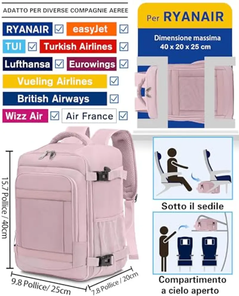 KLOSTAIN Zaino da viaggio Uomo Rosa 1919646 miniatura 2