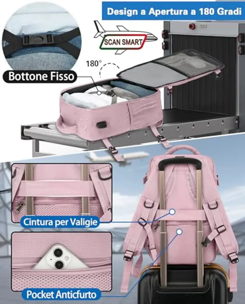 KLOSTAIN Zaino da viaggio Uomo Rosa 1919646 miniatura 3