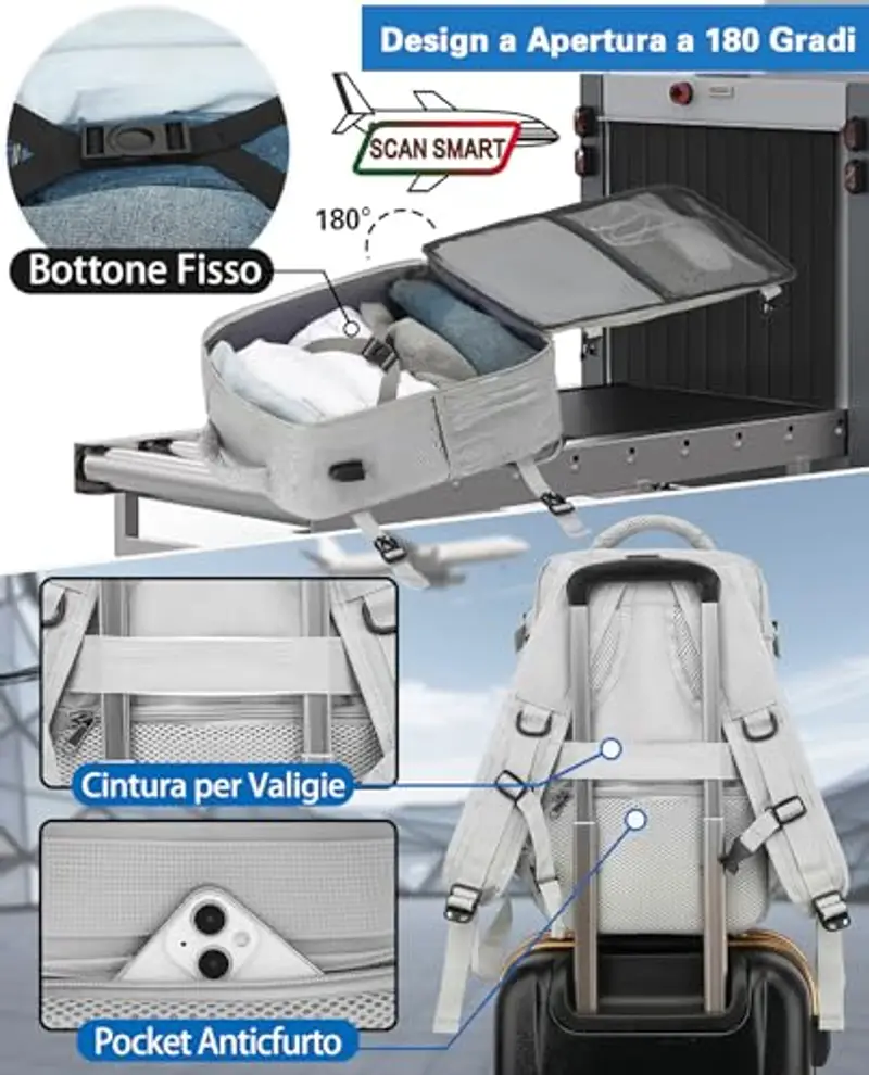 KLOSTAIN Zaino da viaggio Uomo Grigio 1919647 miniatura 3