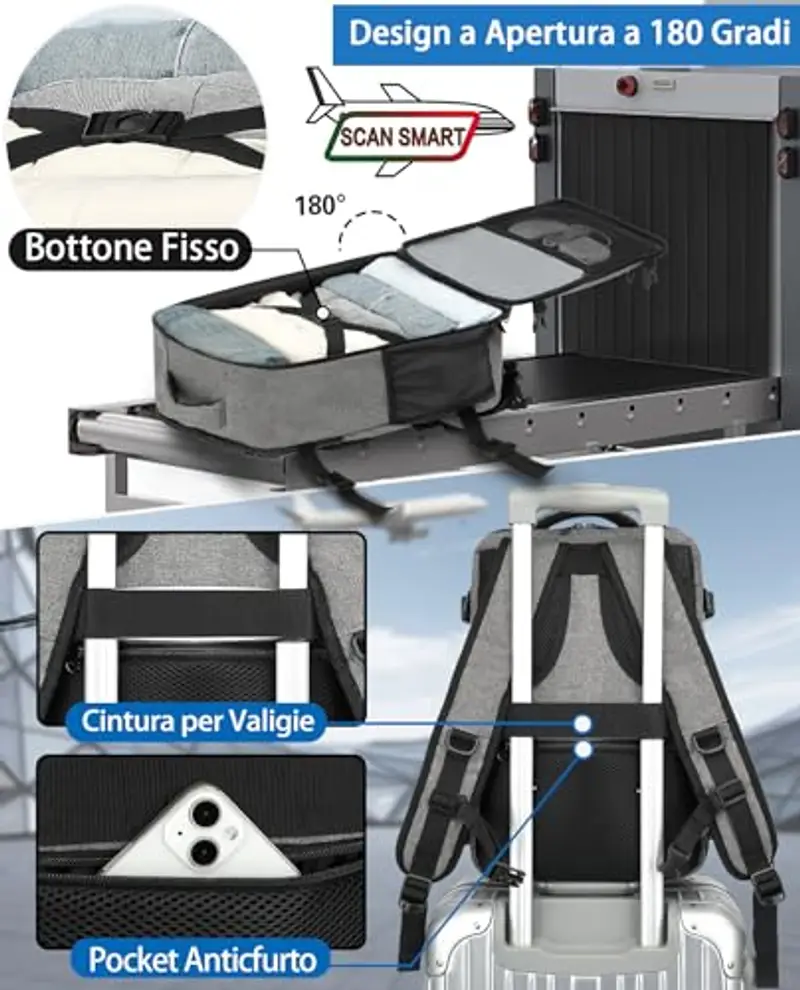 KLOSTAIN Zaino da viaggio Uomo Grigio 1600248 miniatura 3