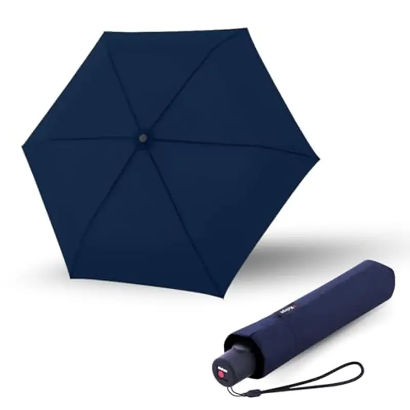 Knirps Ombrello C.250 Light Duomatic Navy con Borsa Portaombrelli, Ombrello Tascabile con Funzione Duomatic, Apertura-Chiusura Automatica, Ombrello Tascabile con Pulsante, Ombrello Automatico