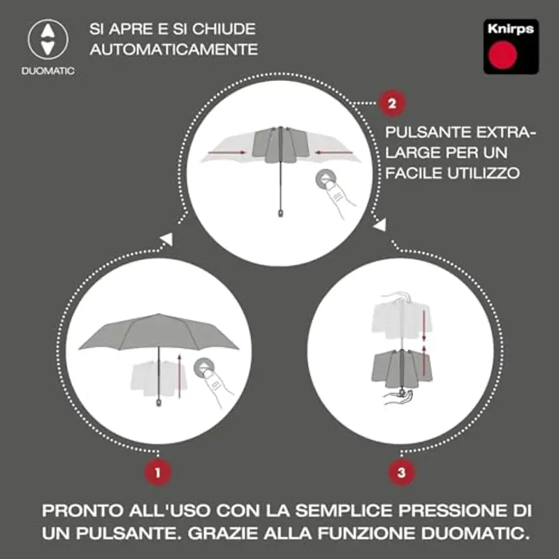 Knirps Ombrello C.250 Light Duomatic Navy con Borsa Portaombrelli, Ombrello Tascabile con Funzione Duomatic, Apertura-Chiusura Automatica, Ombrello Tascabile con Pulsante, Ombrello Automatico miniatura 2