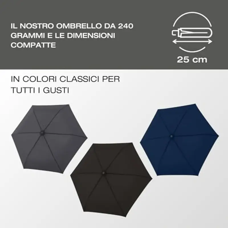 Knirps Ombrello C.250 Light Duomatic Navy con Borsa Portaombrelli, Ombrello Tascabile con Funzione Duomatic, Apertura-Chiusura Automatica, Ombrello Tascabile con Pulsante, Ombrello Automatico miniatura 3