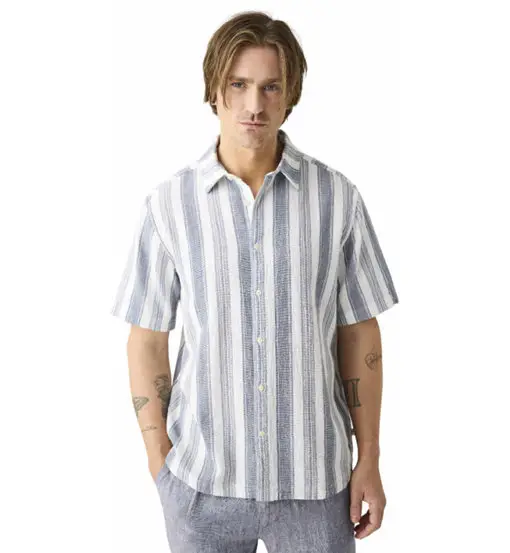 Striped - camicia maniche corte - uomo Blue