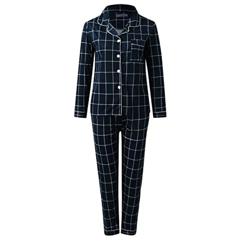 Kobilee Pigiama Cotone Donna, Pantaloni e Camicia con Bottoni Frontali a Maniche Lunghe, Leggero ed Elegante Comodo miniatura 3