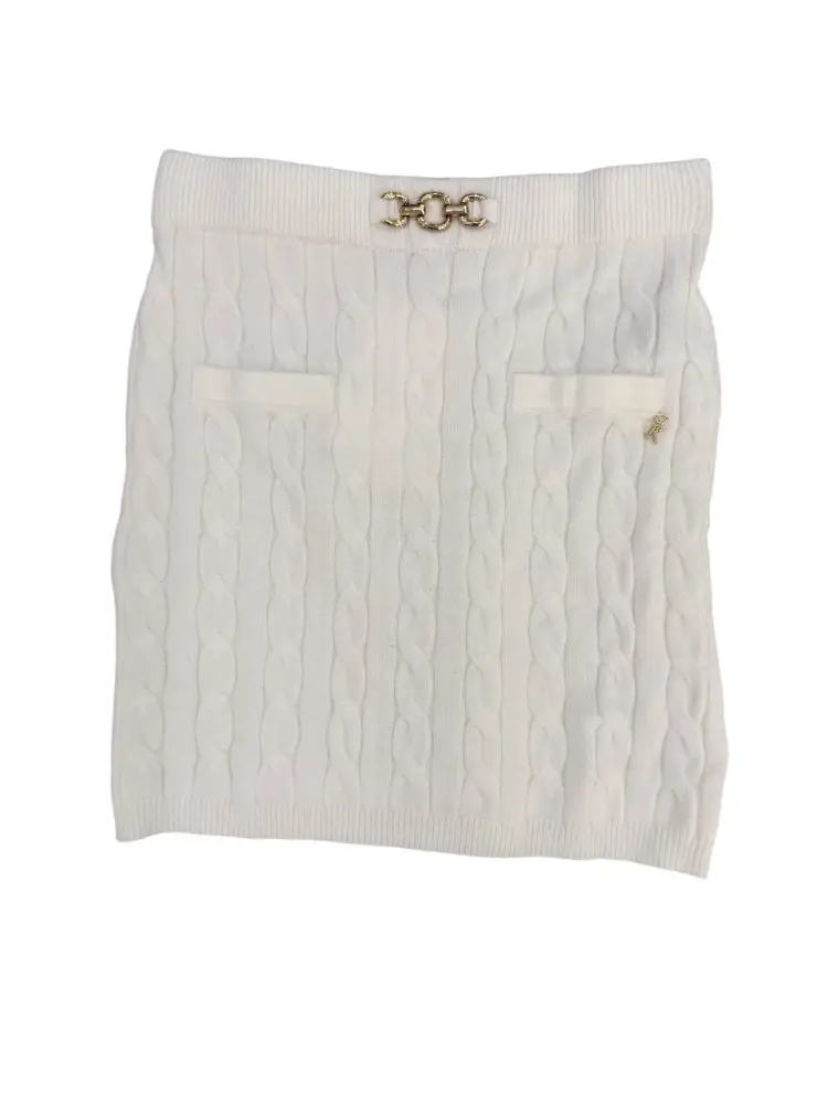 gonna bianca bambina in misto viscosa mini logo in vita