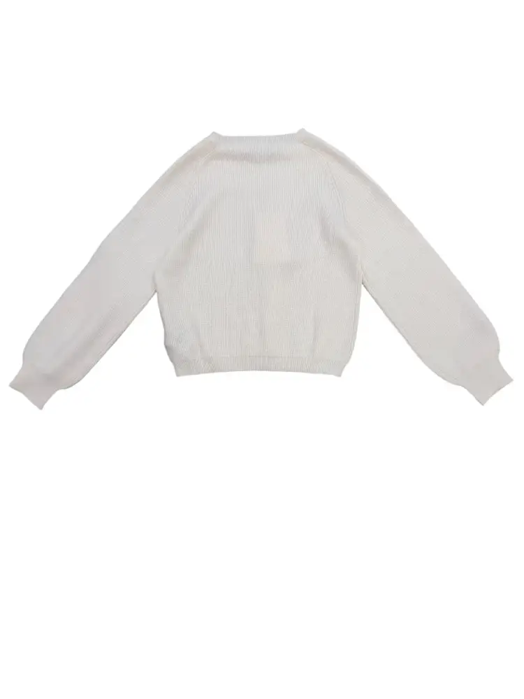 maglia bianca bambina in misto viscosa mini logo sul fondo miniatura 2