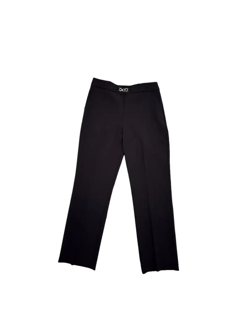 pantalone nero bambina classico fibbia in metallo oro in vita