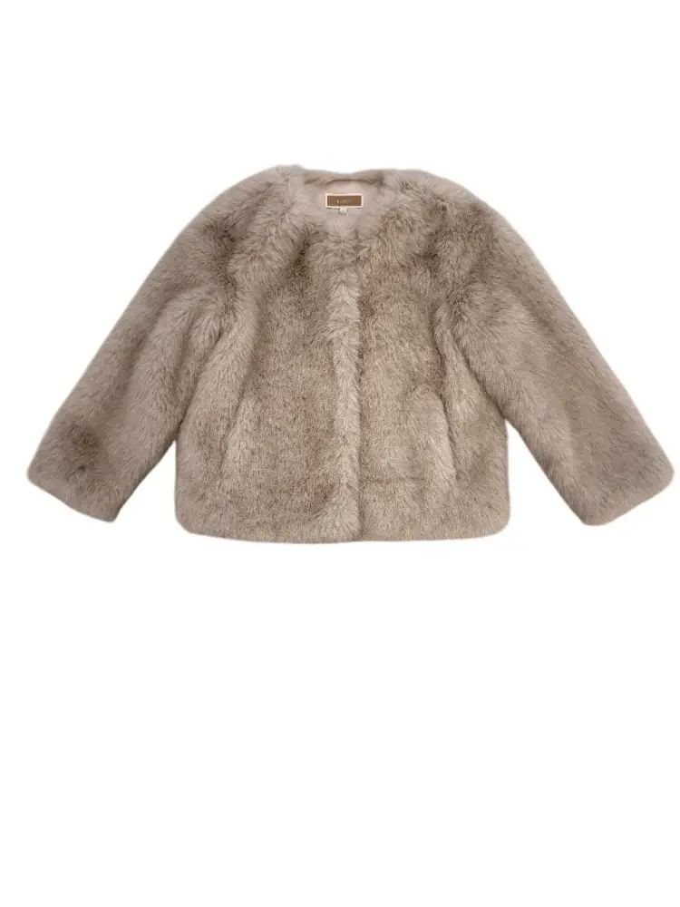 pelliccia beige bambina sintetica morbida